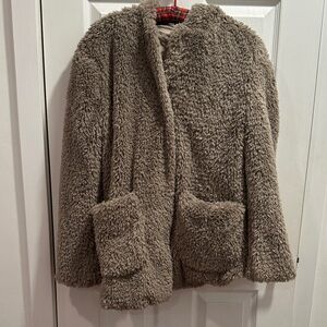 Kenneth Cole Ultra Soft Cuddly Gray Faux Fur Jacket
